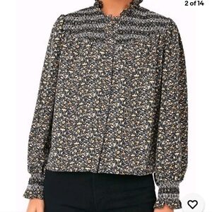 The Shirt By Rochelle Behrens Nicole Blouse Black Floral Size XL